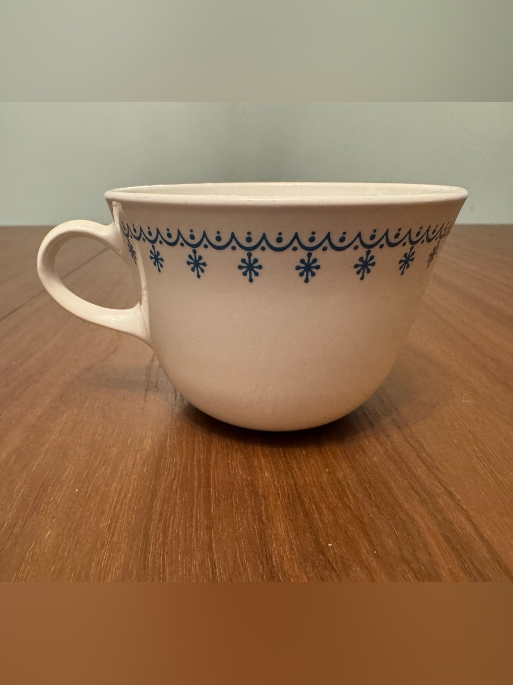 Vintage Corelle Teacup in Snowflake Garland Pattern, 1970s White Milkglass